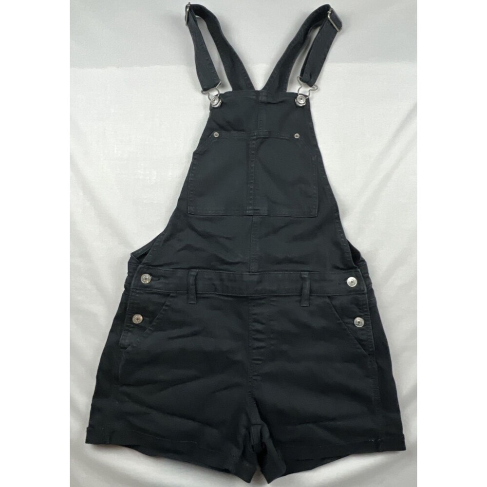 American Eagle Tomgirl Shortall Black Distressed Overall Shorts Small